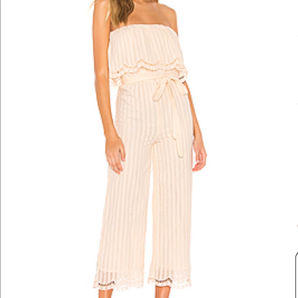 lovers + friends striped jumpsuit
